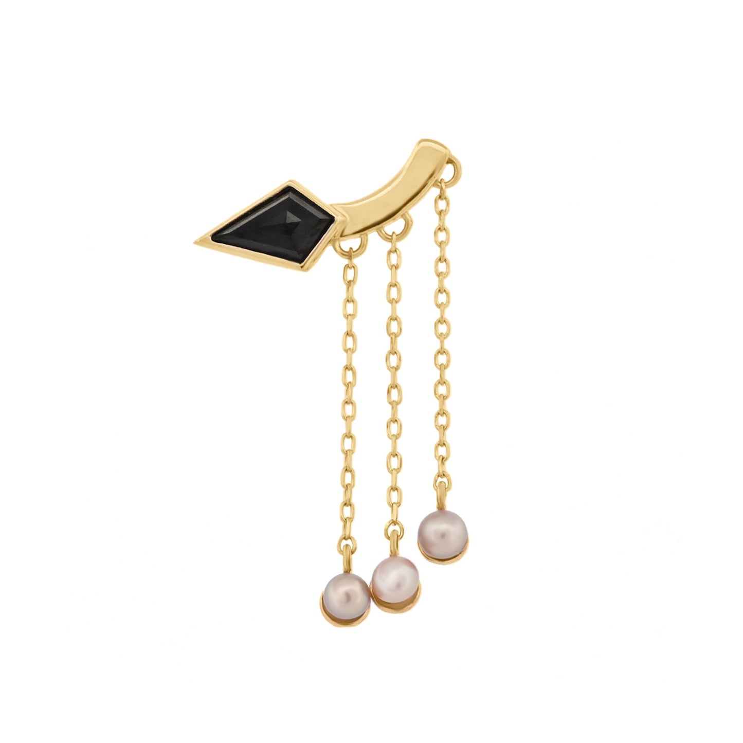 14k Black Spinel and Pearls Freefall Earrings