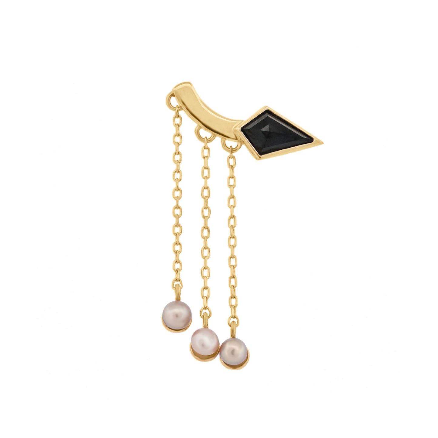 14k Black Spinel and Pearls Freefall Earrings