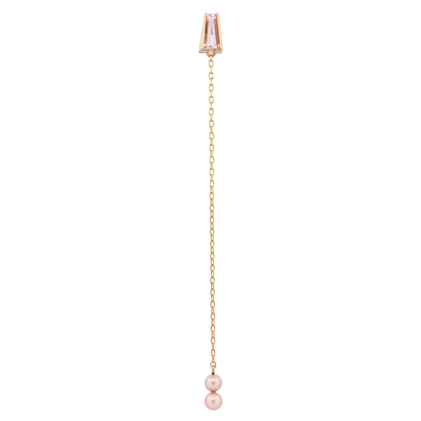 14k Morganite and Natural Pearls Stoic Duster Earring