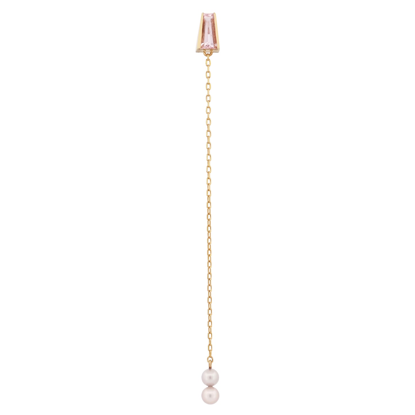 14k Morganite and White Pearls Stoic Duster Earring