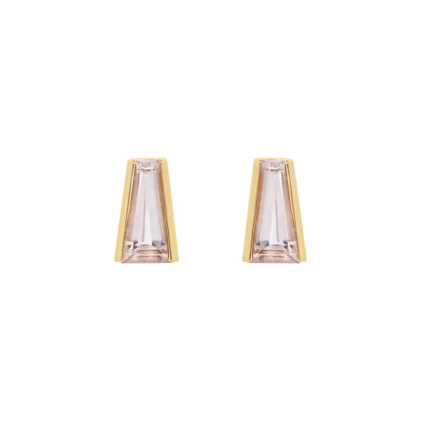 14k Morganite Tapered Baguette Studs in 7mm