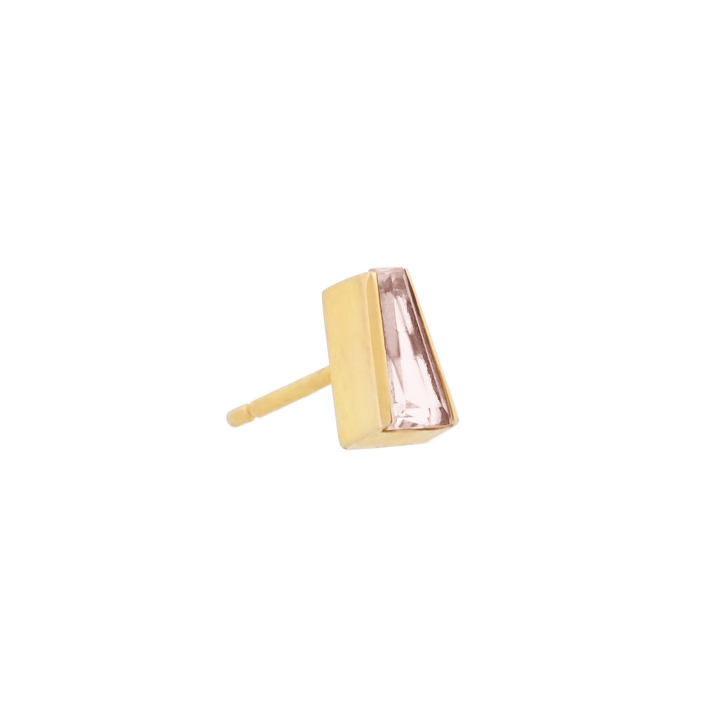 14k Morganite Tapered Baguette Studs in 7mm