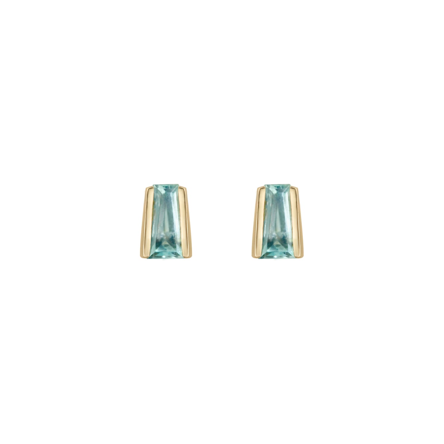 14k Green Beryl Tapered Baguette Studs 4mm
