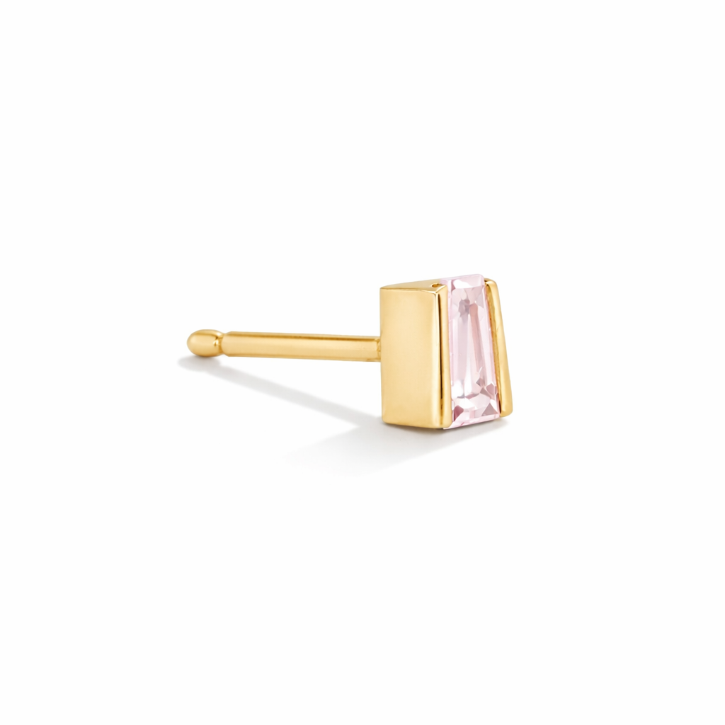 Small Tapered Baguette Studs with Morganite