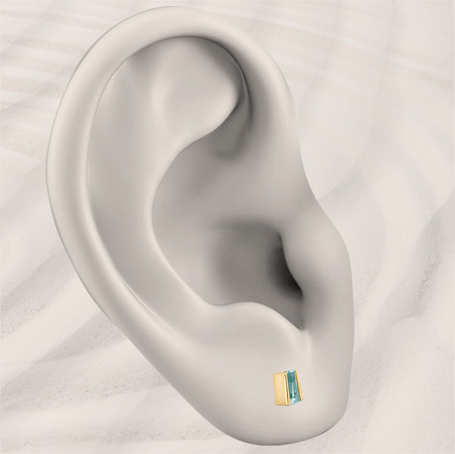 Small Tapered Baguette Studs with Green Beryl