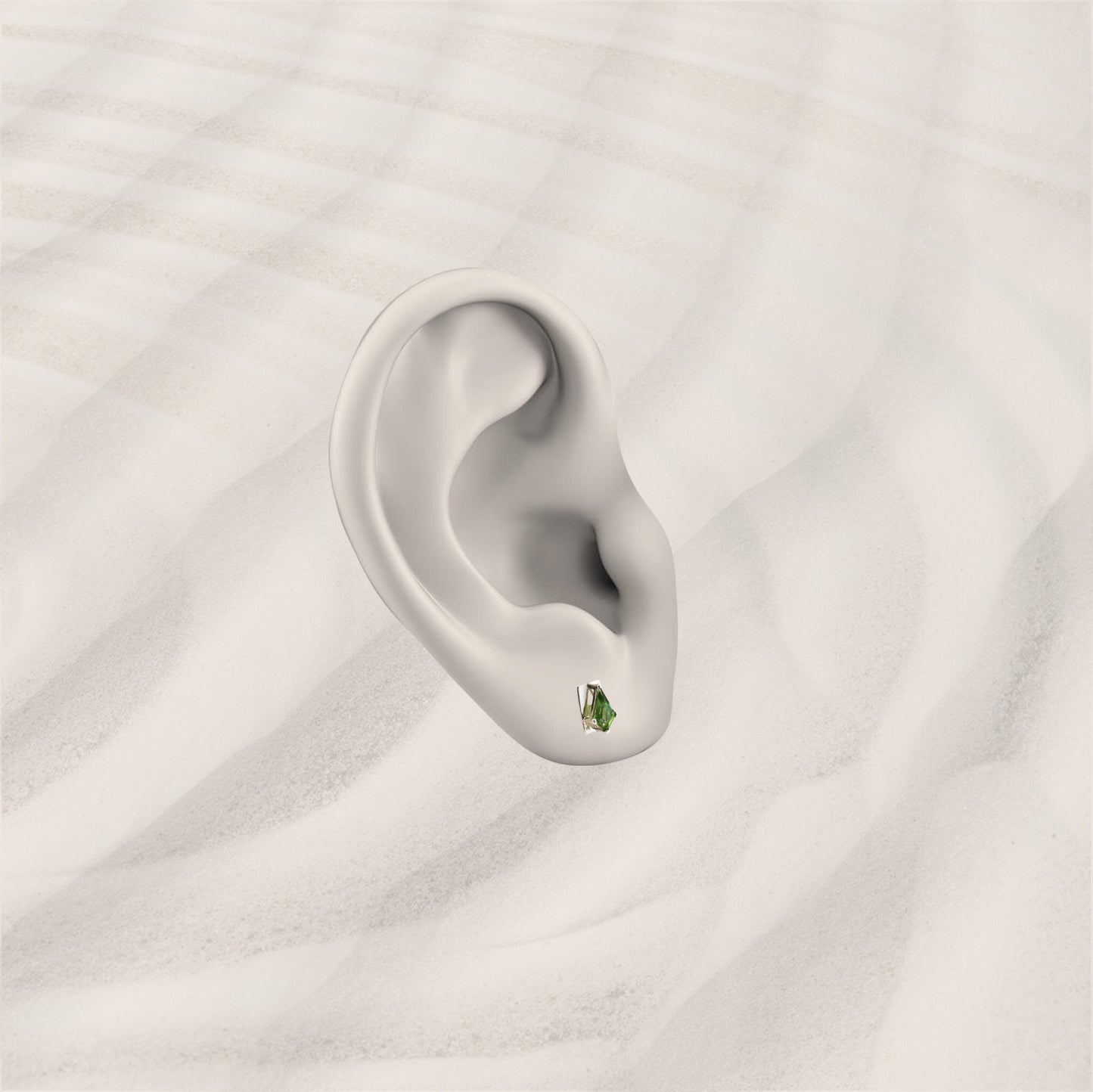 Green Tourmeline Shield Stud No.2
