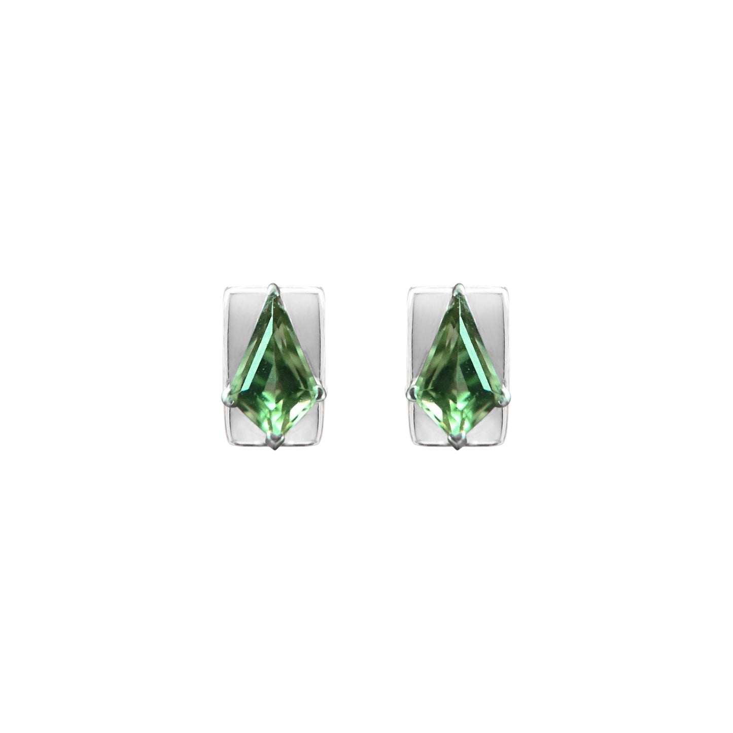 Green Tourmeline Shield Stud No.2