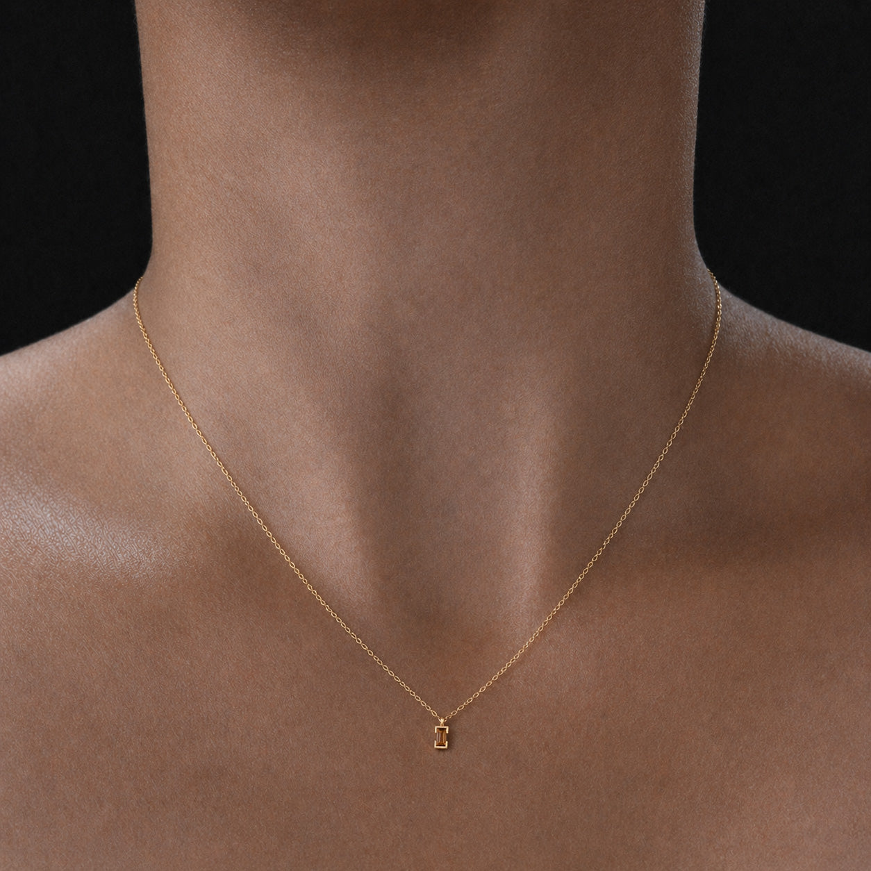 Small Baguette Pendant Necklace with Andalusite