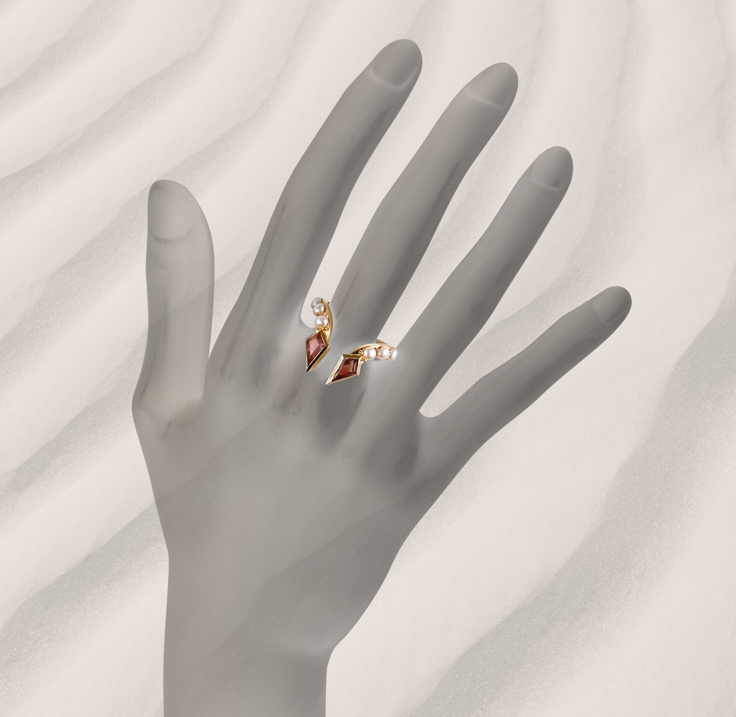 14k Sunstone and Pearls Encounter Ring