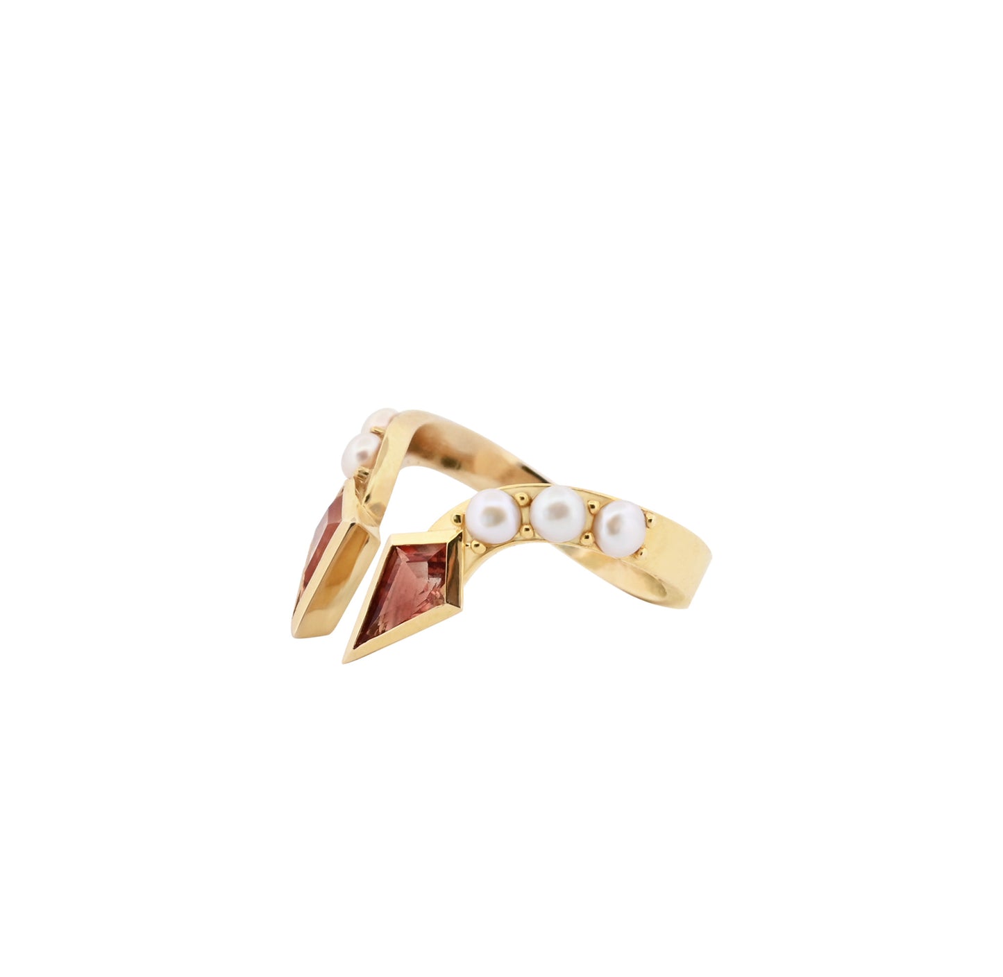 14k Sunstone and Pearls Encounter Ring