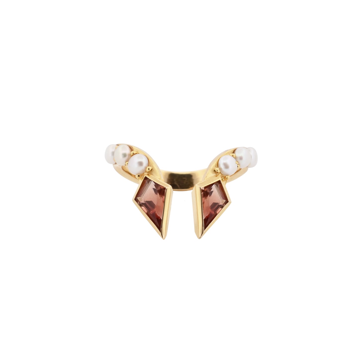 14k Sunstone and Pearls Encounter Ring