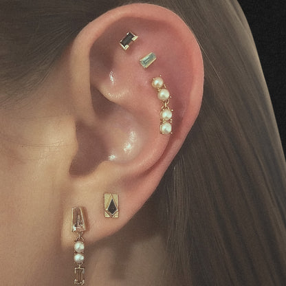 Small Tapered Baguette Studs with Green Beryl