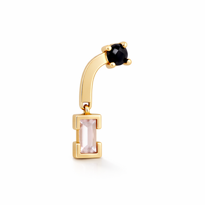 Inflection Earrings with Black Spinel and Morganite