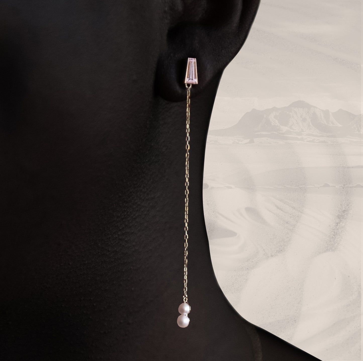14k Morganite and White Pearls Stoic Duster Earring