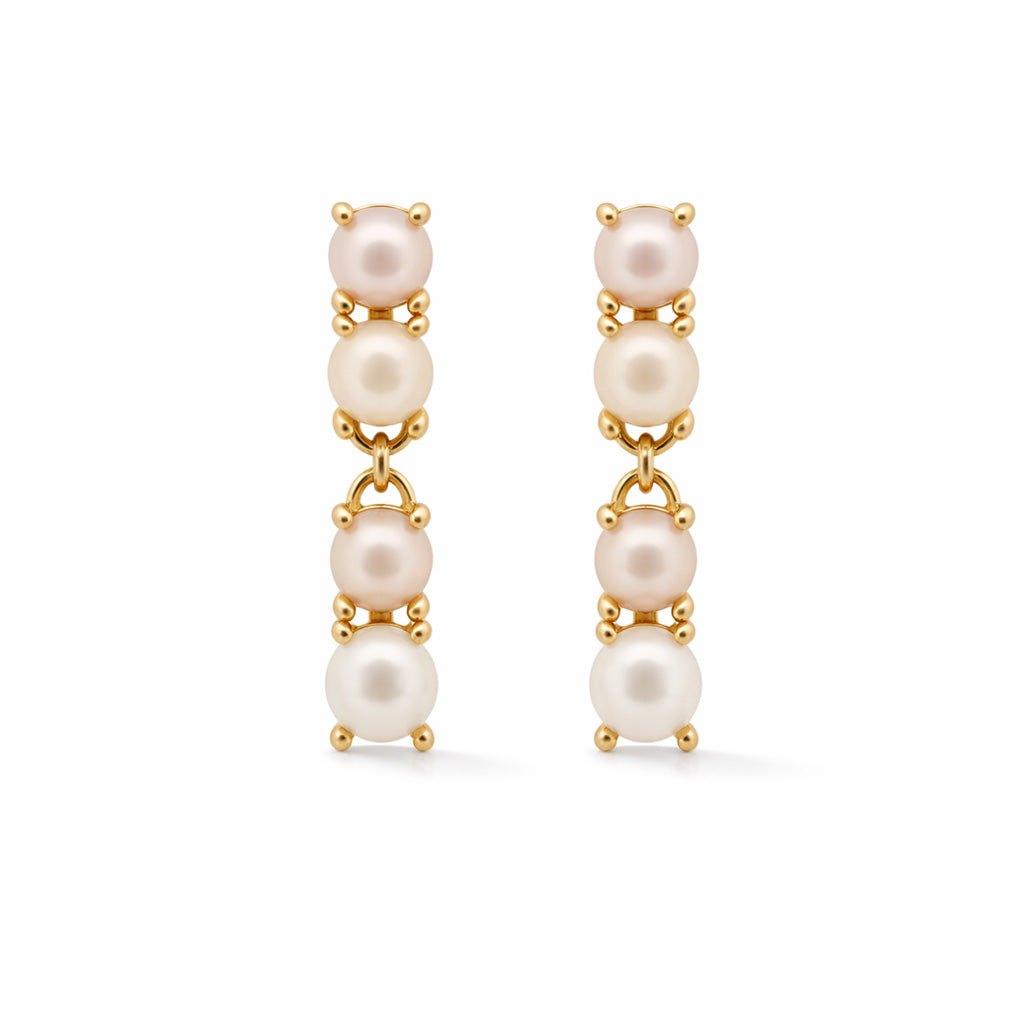 Reflection Earrings with Pearls in Natural