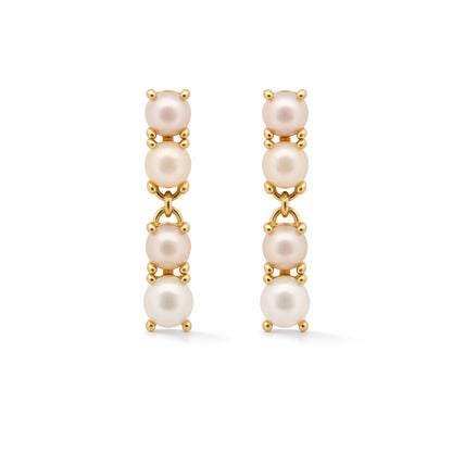 Reflection Earrings with Pearls in Natural