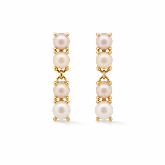 Reflection Earrings with Pearls in Natural