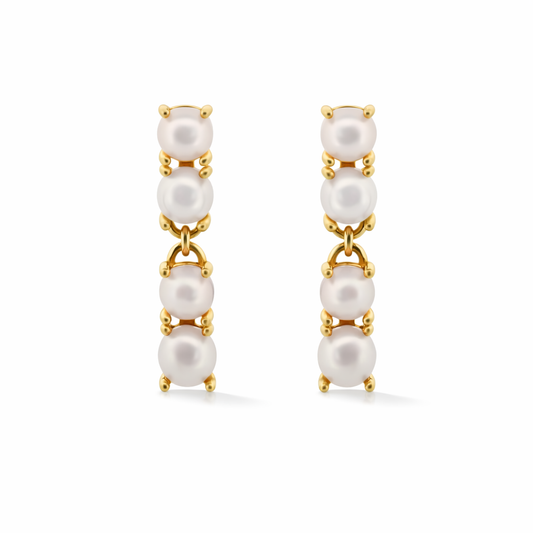 Reflection Earrings with Pearls in White