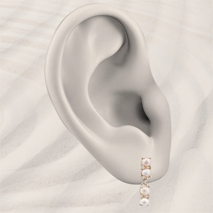 Reflection Earrings with Pearls in White