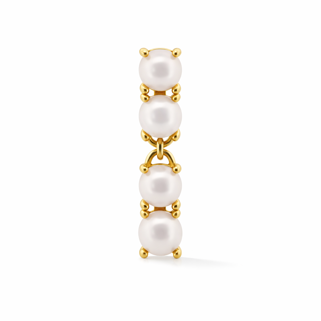 Reflection Earrings with Pearls in White