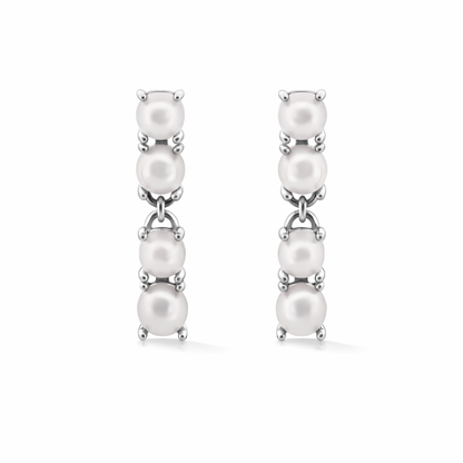Reflection Earrings with Pearls in White