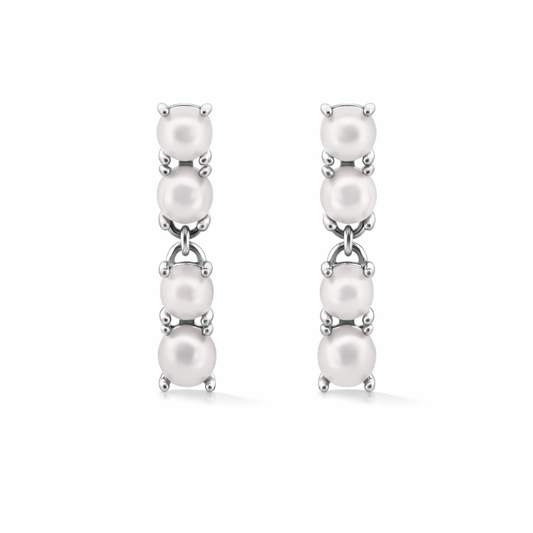 Reflection Earrings with Pearls in White