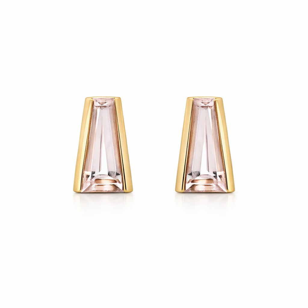 Tapered Baguette Studs with Morganite