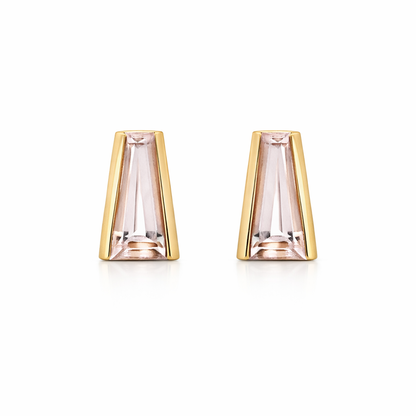 Tapered Baguette Studs with Morganite