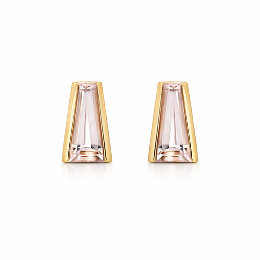 Tapered Baguette Studs with Morganite