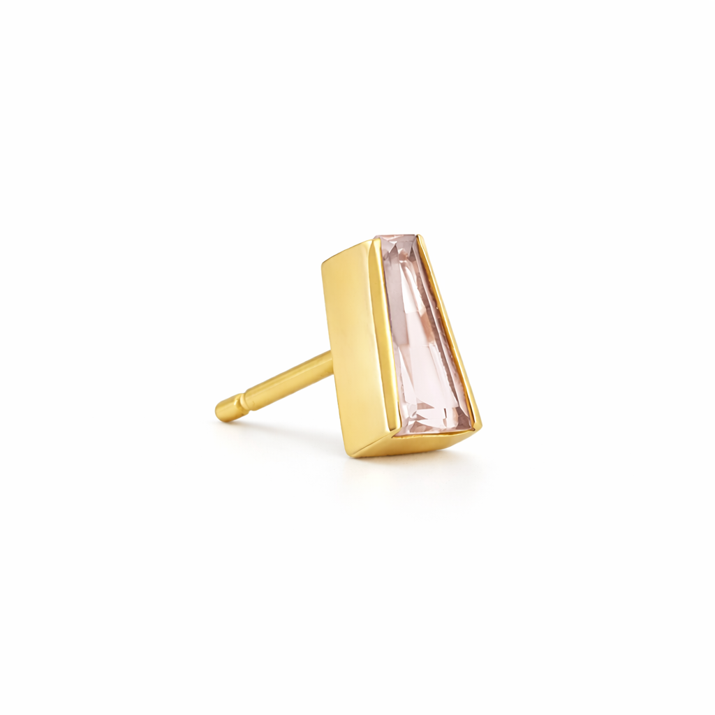 Tapered Baguette Studs with Morganite