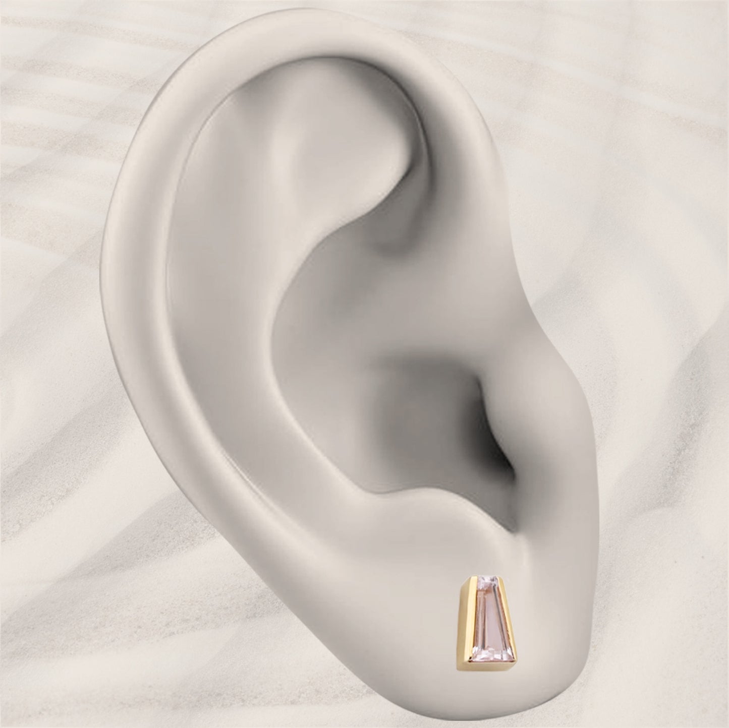 Tapered Baguette Studs with Morganite