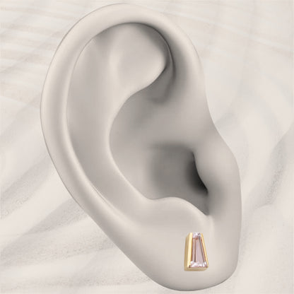 Tapered Baguette Studs with Morganite
