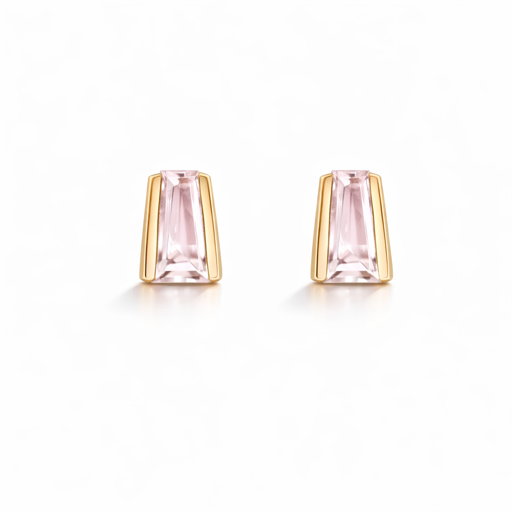 Small Tapered Baguette Studs with Morganite
