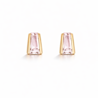 Small Tapered Baguette Studs with Morganite