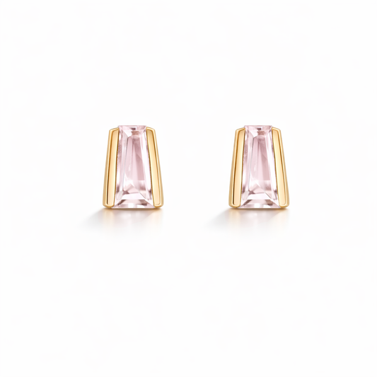 Small Tapered Baguette Studs with Morganite