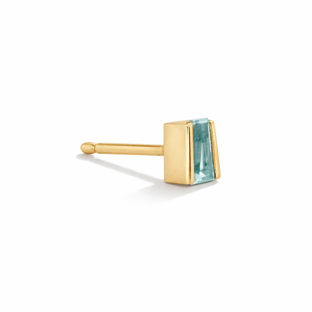 Small Tapered Baguette Studs with Green Beryl
