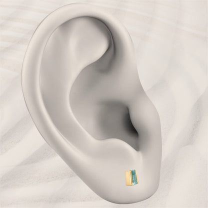 Small Tapered Baguette Studs with Green Beryl