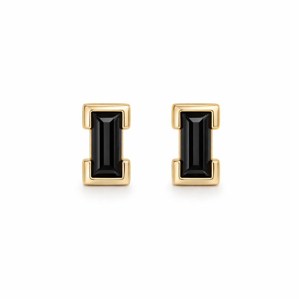 Baguette Stud with Black Spinel