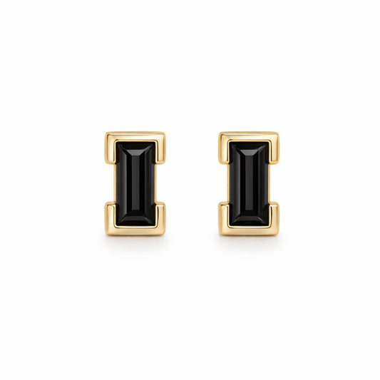 Baguette Stud with Black Spinel