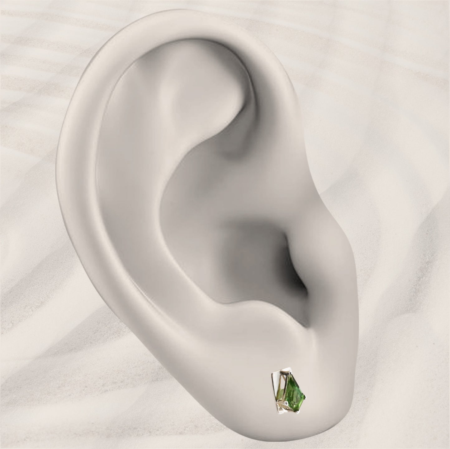 Shield Studs No.2 with Green Tourmaline
