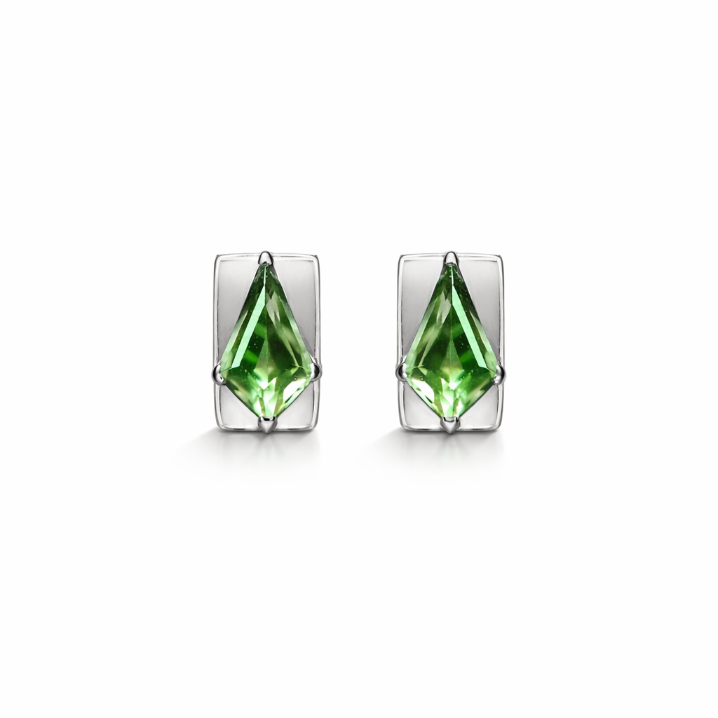 Shield Studs No.2 with Green Tourmaline