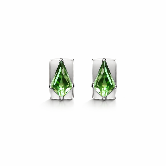 Shield Studs No.2 with Green Tourmaline
