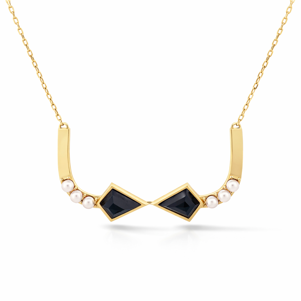 Encounter Necklace with Black Spinel and White Pearls