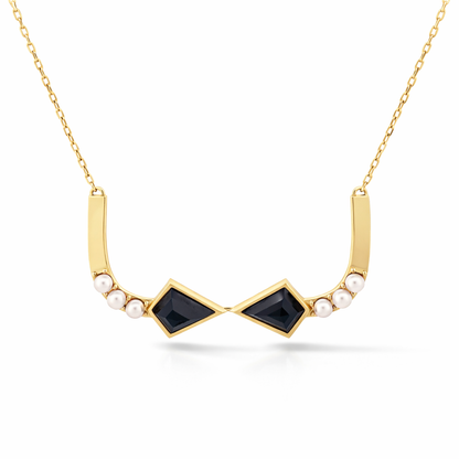 Encounter Necklace with Black Spinel and White Pearls