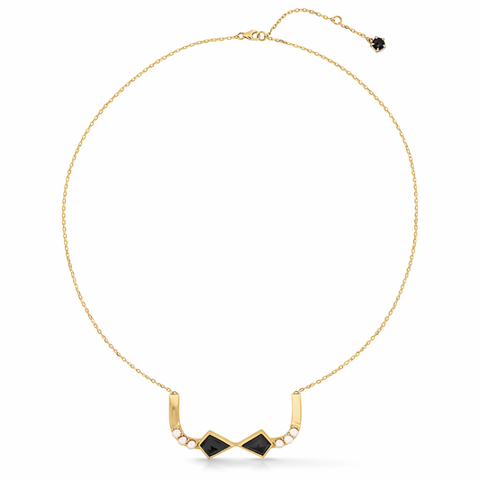Encounter Necklace with Black Spinel and White Pearls