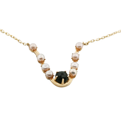 14k Black Spinel and Pearls Descent Necklace