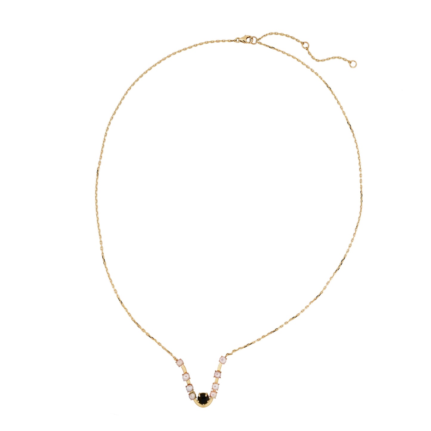 14k Black Spinel and Pearls Descent Necklace