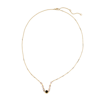 14k Black Spinel and Pearls Descent Necklace