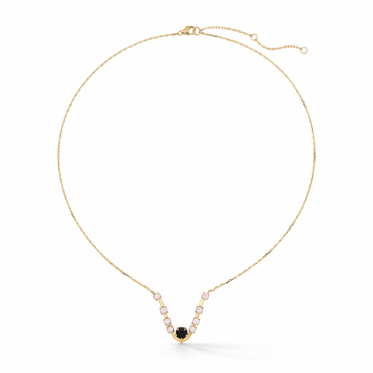 Descent Necklace with Black Spinel and White Pearls